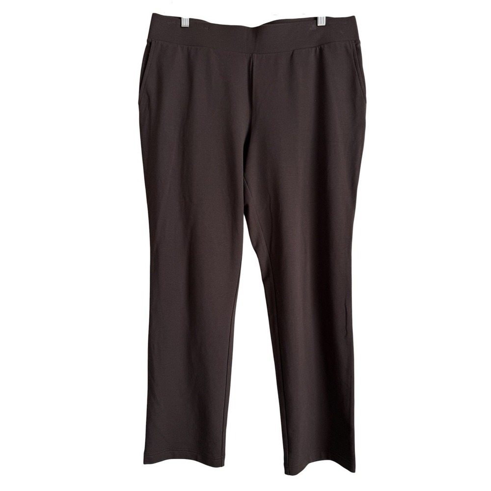 Pure Jill Affinity French Terry Slim Leg Pants Womens PL Brown Minimalist Casual